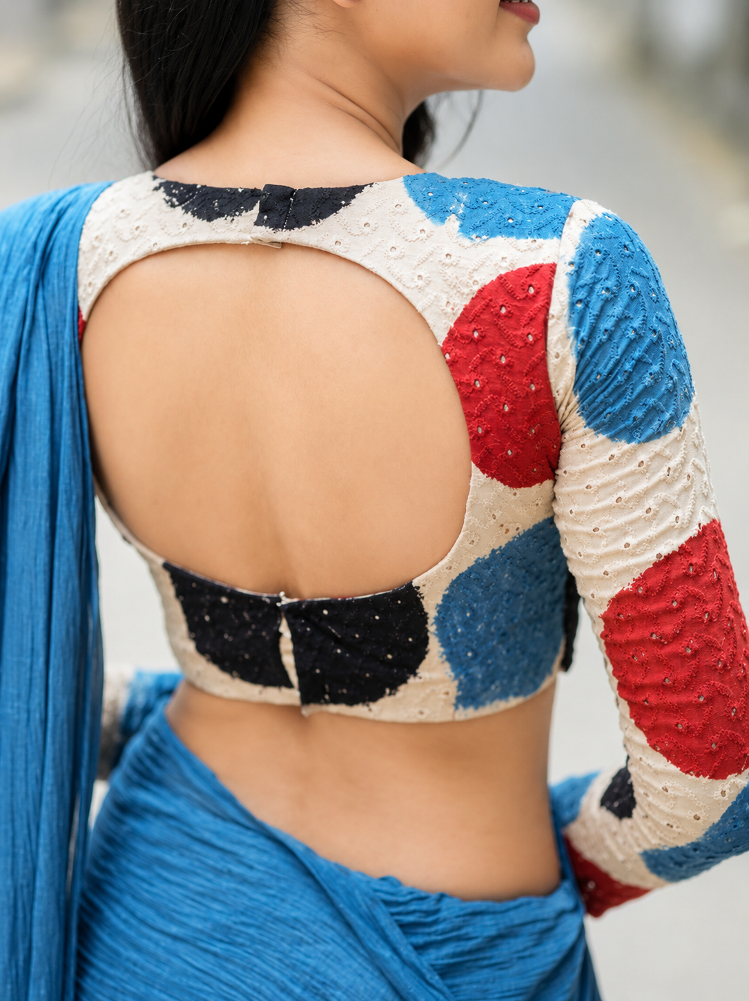 Multicolor Printed Back Open Designer Saree Blouse