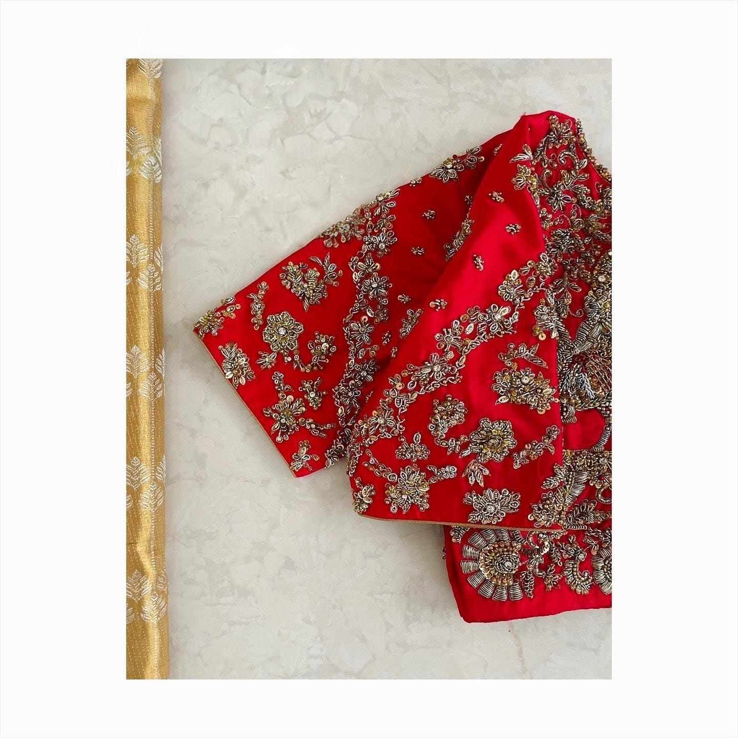 Royal Red Bridal Blouse with Intricate Zardozi Embroidery