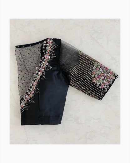 Black Floral Embroidered Net Designer Blouse