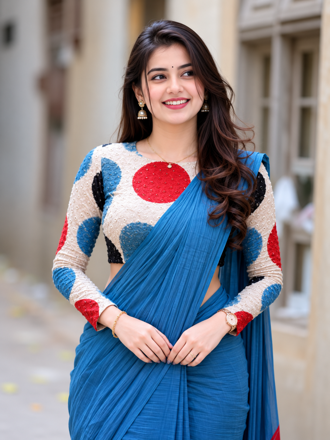 Multicolor Printed Back Open Designer Saree Blouse