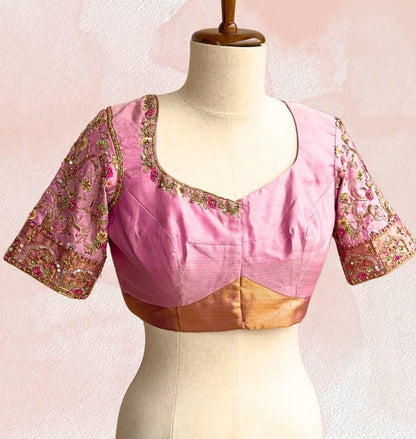 Women's Baby Pink Silk Designer Blouse