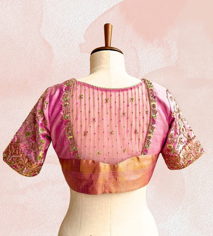 Women's Baby Pink Silk Designer Blouse