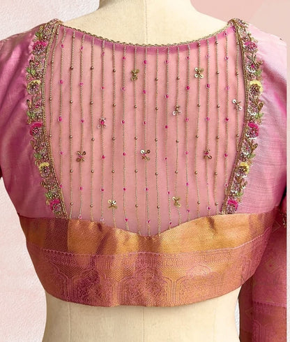 Women's Baby Pink Silk Designer Blouse