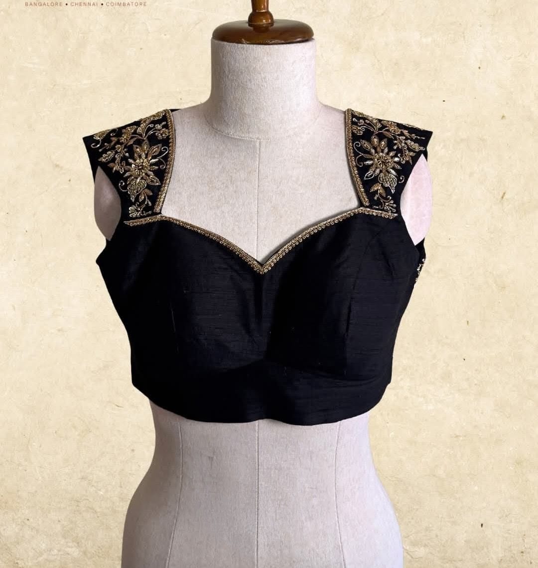 Sweetheart Neck Embroidered Party Wear Saree Blouse (Only Blouse)