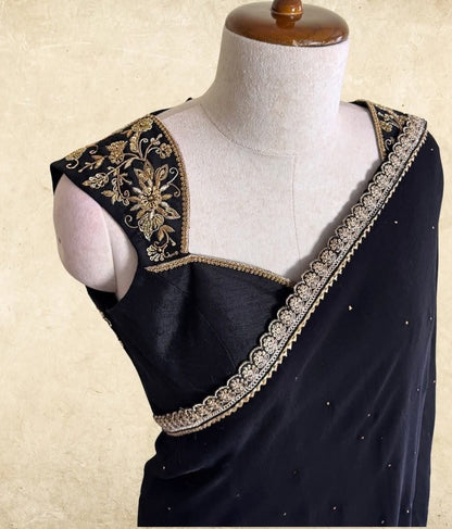 Sweetheart Neck Embroidered Party Wear Saree Blouse (Only Blouse)