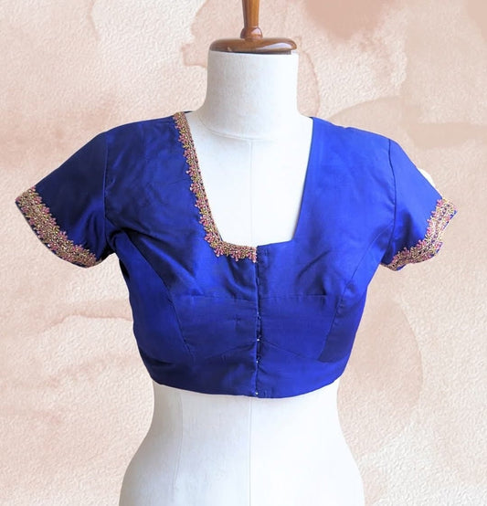 Women's Royal Blue Silk Designer Blouse