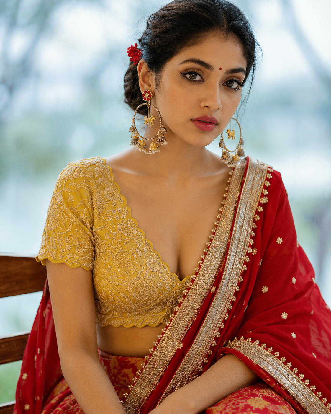 Designer Yellow Embroidered Deep Back Saree Blouse