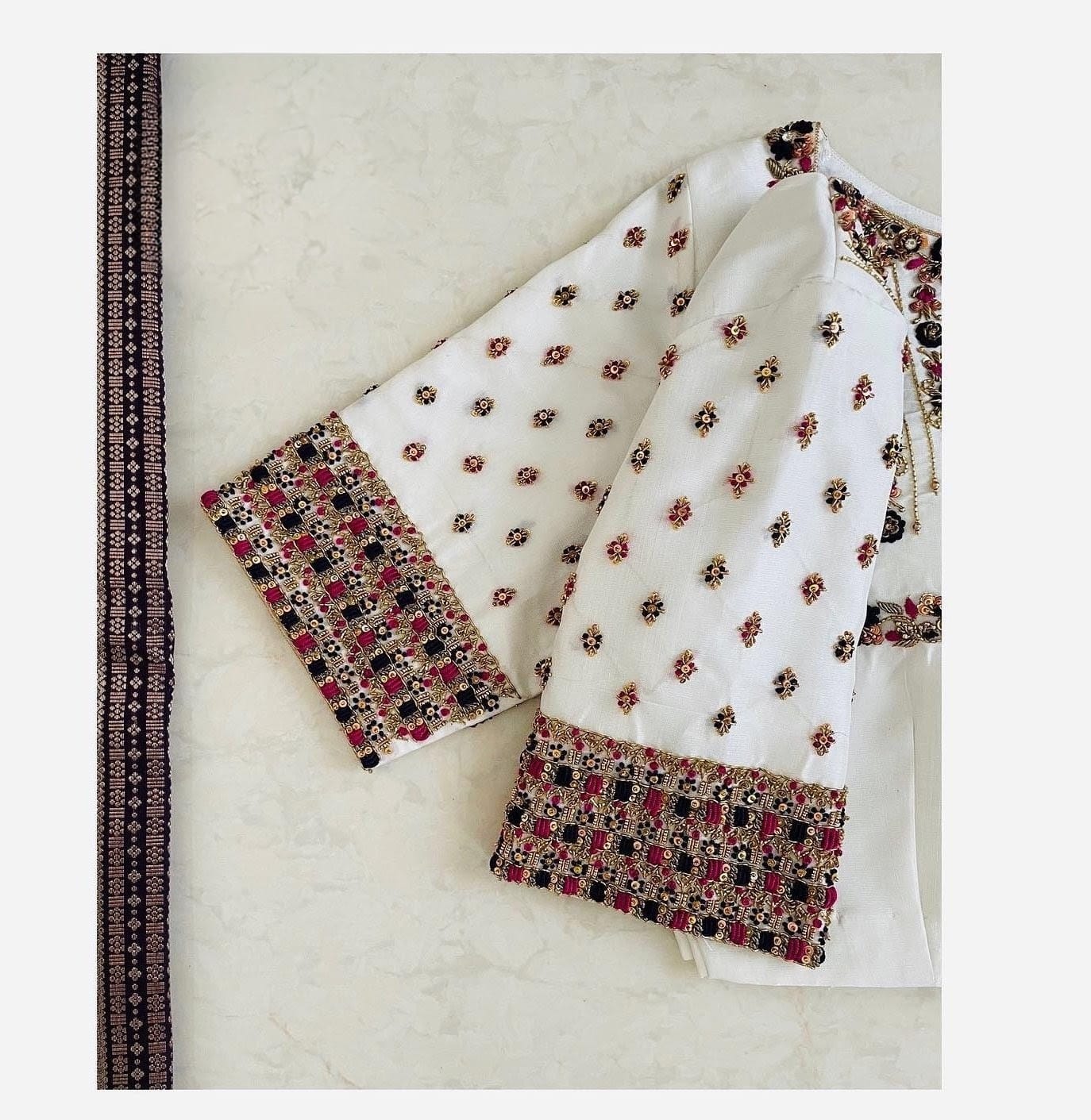 White Multicolor Embroidered Designer Ethnic Blouse