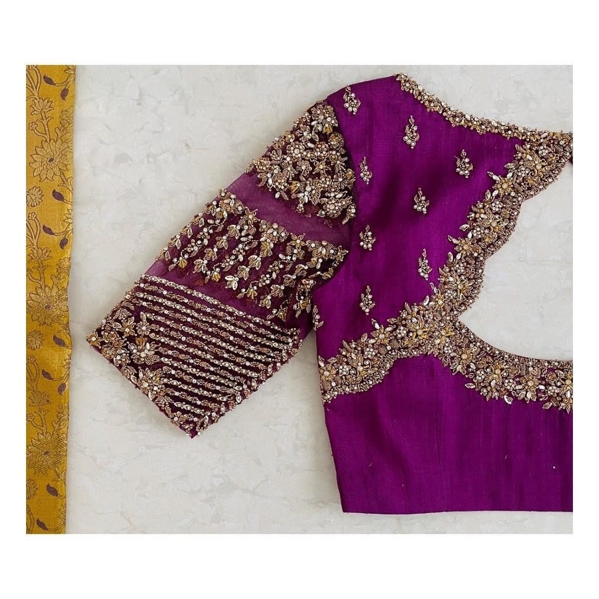 Royal Magenta Heavy Embroidered Cut-Out Bridal Blouse