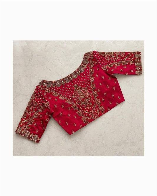 Rani Pink Zari Embroidered Designer Blouse