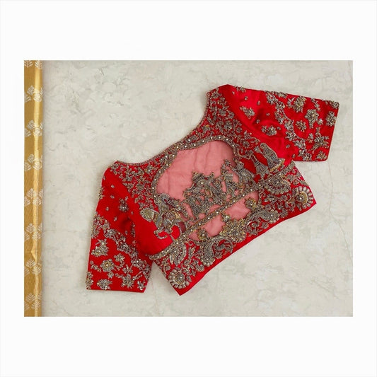 Royal Red Bridal Blouse with Intricate Zardozi Embroidery