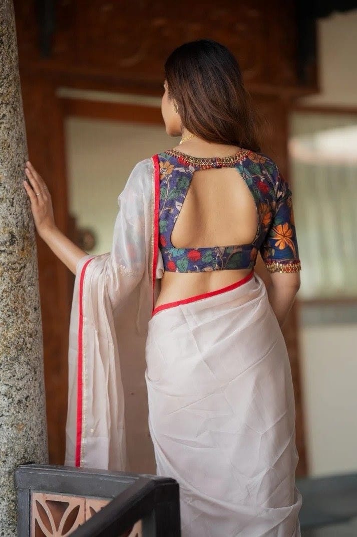 Kalamkari Inspired Elbow Sleeve Blouse for Women